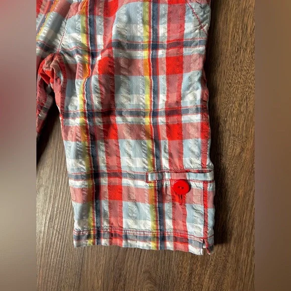 TAIKONHU Seersucker Plaid Patchwork Bermuda Shorts Preppy Coastal Y2K Style | S - Picture 6 of 15